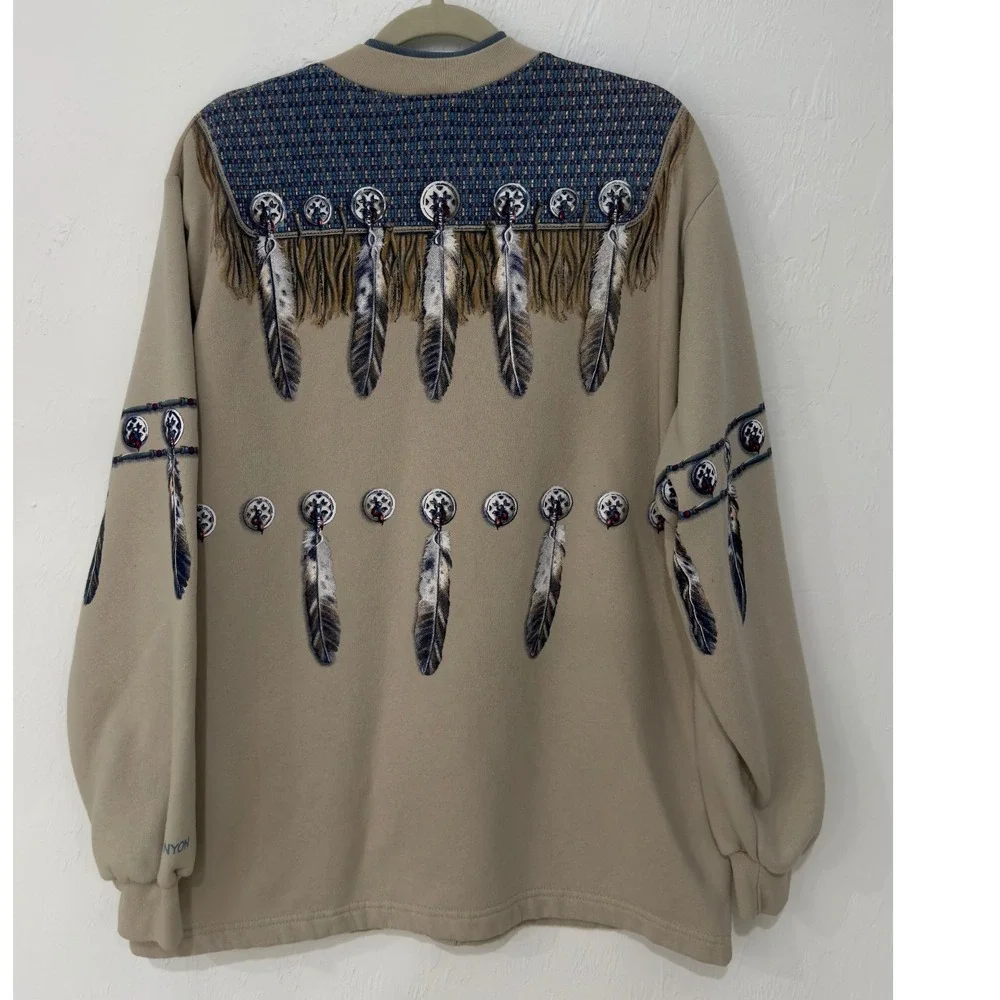 Fred Harvey‎ Trading Company Grand Canyon Feather Fleece Jacket Tan Women L/XL